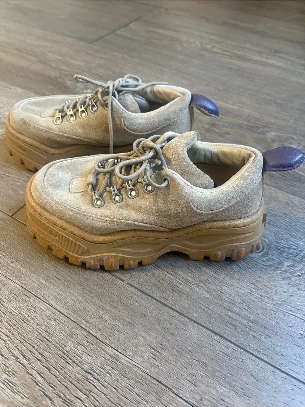 Eytys Angel Chunky Platform Suede Sneakers in Dune Tan Ssense EUR 35 US 5